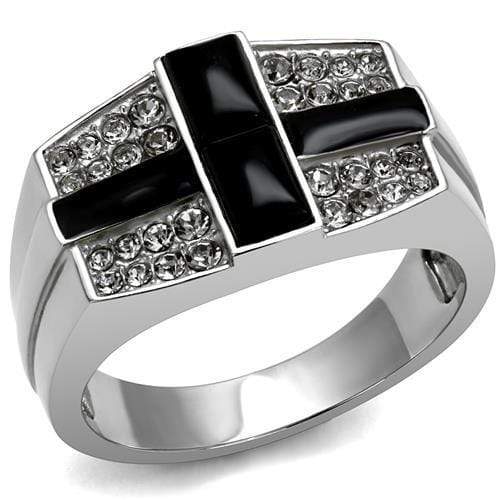 Mens Wedding Rings TK3117 Stainless Steel Ring with Semi-Precious