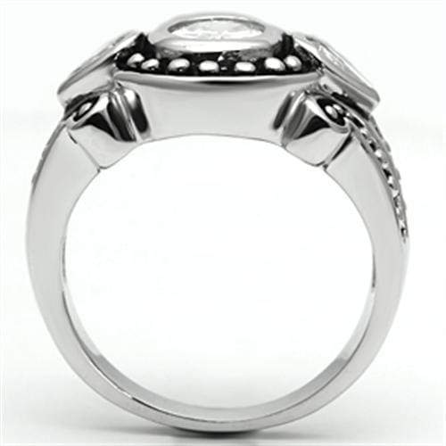 Metal Ring 3W056 Rhodium Brass Ring with AAA Grade CZ