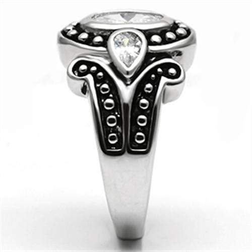 Metal Ring 3W056 Rhodium Brass Ring with AAA Grade CZ