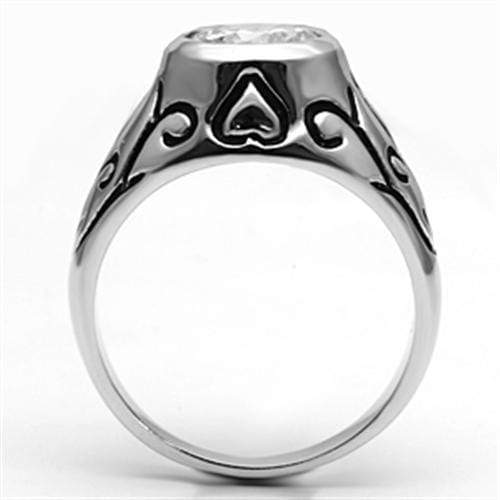 Metal Ring 3W057 Rhodium Brass Ring with AAA Grade CZ