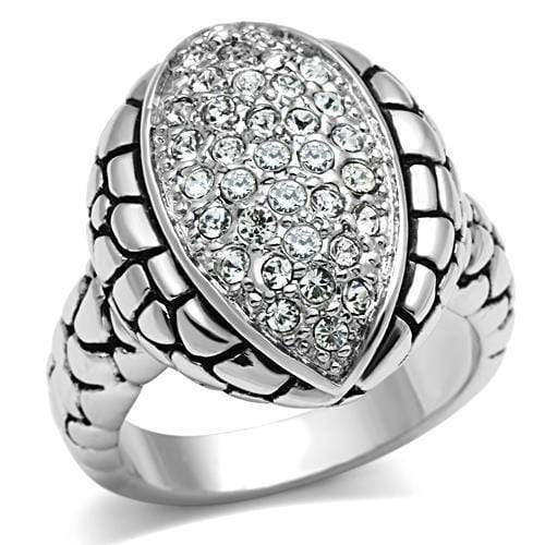 Metal Ring 3W058 Rhodium Brass Ring with Top Grade Crystal