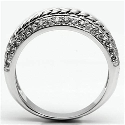 Metal Ring 3W065 Rhodium Brass Ring with AAA Grade CZ
