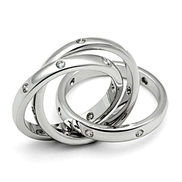 Metal Ring 3W101 Rhodium Brass Ring with AAA Grade CZ