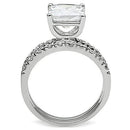 Metal Ring 3W102 Rhodium Brass Ring with AAA Grade CZ