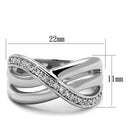 Metal Ring 3W1071 Rhodium Brass Ring with AAA Grade CZ