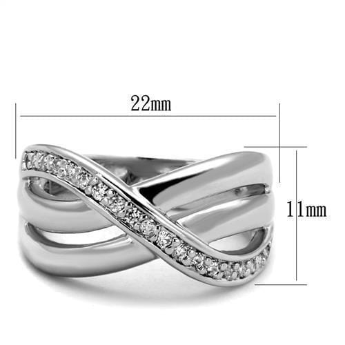 Metal Ring 3W1071 Rhodium Brass Ring with AAA Grade CZ