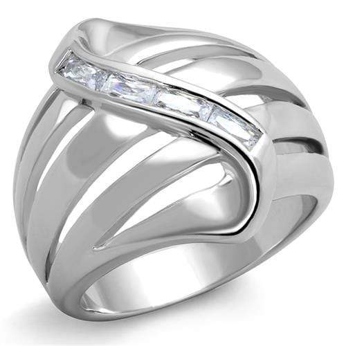 Metal Ring 3W1077 Rhodium Brass Ring with AAA Grade CZ
