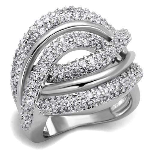 Metal Ring 3W1081 Rhodium Brass Ring with AAA Grade CZ