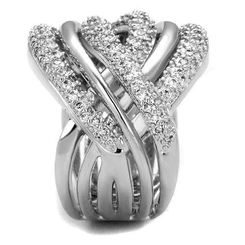 Metal Ring 3W1081 Rhodium Brass Ring with AAA Grade CZ