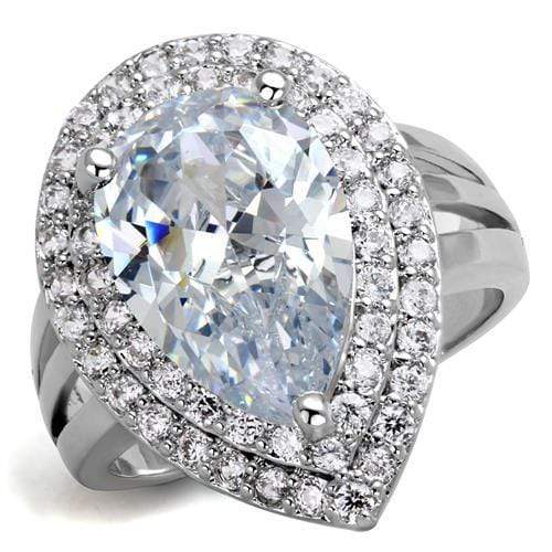 Metal Ring 3W1085 Rhodium Brass Ring with AAA Grade CZ