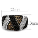 Metal Ring 3W1088 Rhodium + Ruthenium Brass Ring with AAA Grade CZ