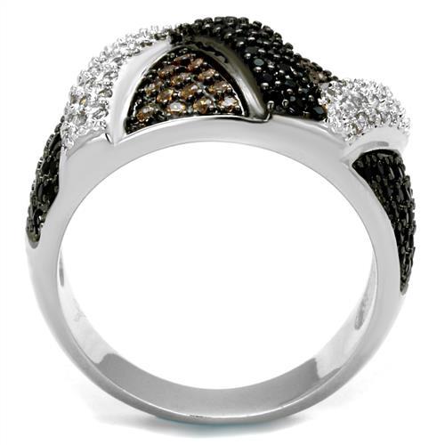 Metal Ring 3W1088 Rhodium + Ruthenium Brass Ring with AAA Grade CZ