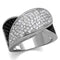 Metal Ring 3W1089 Rhodium + Ruthenium Brass Ring with CZ