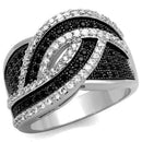 Metal Ring 3W1090 Rhodium + Ruthenium Brass Ring with CZ