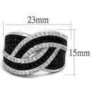 Metal Ring 3W1090 Rhodium + Ruthenium Brass Ring with CZ