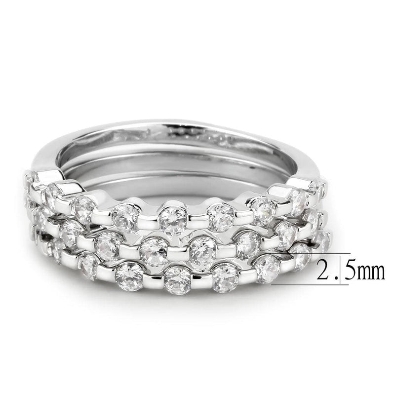 Middle Finger Ring 3W1595 Rhodium Brass Ring with AAA Grade CZ