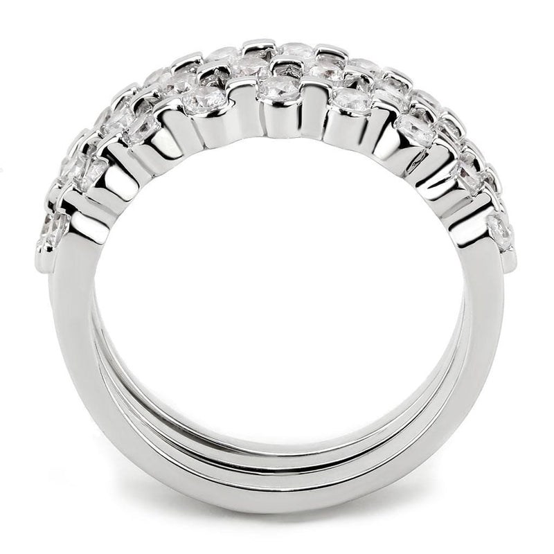 Middle Finger Ring 3W1595 Rhodium Brass Ring with AAA Grade CZ