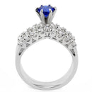 Middle Finger Ring 3W1596 Rhodium Brass Ring with CZ in London Blue