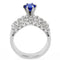 Middle Finger Ring 3W1596 Rhodium Brass Ring with CZ in London Blue