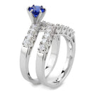 Middle Finger Ring 3W1596 Rhodium Brass Ring with CZ in London Blue