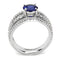 Middle Finger Ring 3W1597 Rhodium Brass Ring with CZ in London Blue