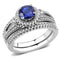 Middle Finger Ring 3W1598 Rhodium Brass Ring with CZ in London Blue