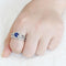 Middle Finger Ring 3W1598 Rhodium Brass Ring with CZ in London Blue