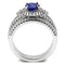 Middle Finger Ring 3W1598 Rhodium Brass Ring with CZ in London Blue