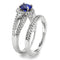 Middle Finger Ring 3W1598 Rhodium Brass Ring with CZ in London Blue