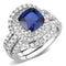 Middle Finger Ring 3W1599 Rhodium Brass Ring with Synthetic in London Blue