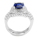 Middle Finger Ring 3W1599 Rhodium Brass Ring with Synthetic in London Blue