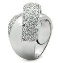 Middle Finger Ring 3W160 Rhodium Brass Ring with AAA Grade CZ