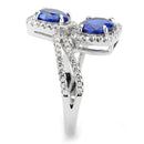 Middle Finger Ring 3W1600 Rhodium Brass Ring with CZ in London Blue