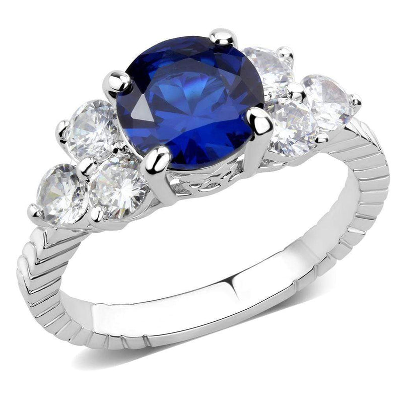 Silver Jewelry Rings Middle Finger Ring 3W1601 Rhodium Brass Ring with CZ in London Blue Alamode Fashion Jewelry Outlet