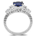 Middle Finger Ring 3W1601 Rhodium Brass Ring with CZ in London Blue