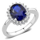 Middle Finger Ring 3W1602 Rhodium Brass Ring with CZ in London Blue