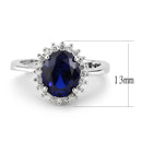 Middle Finger Ring 3W1602 Rhodium Brass Ring with CZ in London Blue