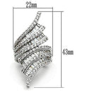 Middle Finger Ring 3W161 Rhodium Brass Ring with AAA Grade CZ