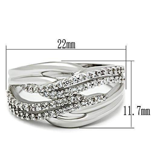 Middle Finger Ring 3W174 Rhodium Brass Ring with AAA Grade CZ