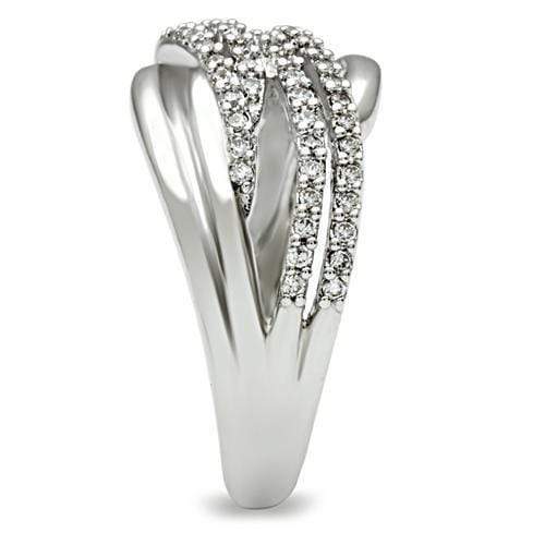 Middle Finger Ring 3W174 Rhodium Brass Ring with AAA Grade CZ