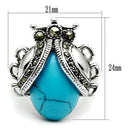 Middle Finger Ring 3W181 Rhodium Brass Ring with Synthetic in Sea Blue