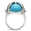 Middle Finger Ring 3W181 Rhodium Brass Ring with Synthetic in Sea Blue