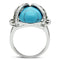 Middle Finger Ring 3W181 Rhodium Brass Ring with Synthetic in Sea Blue