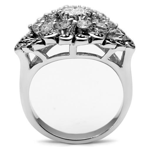 Middle Finger Ring 3W184 Rhodium Brass Ring with AAA Grade CZ