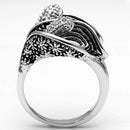 Middle Finger Ring 3W185 Rhodium Brass Ring with AAA Grade CZ