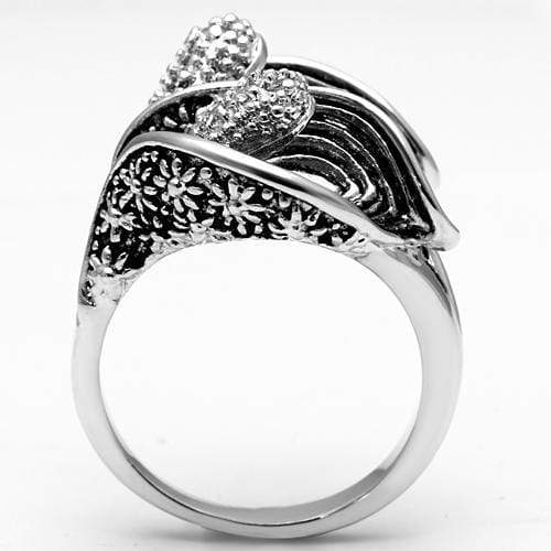 Middle Finger Ring 3W185 Rhodium Brass Ring with AAA Grade CZ