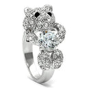 Middle Finger Ring 3W187 Rhodium Brass Ring with AAA Grade CZ