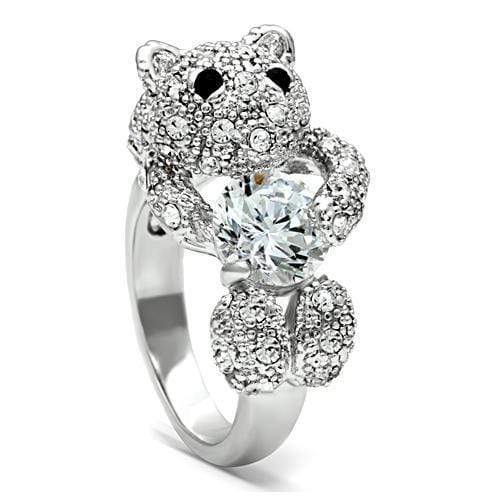 Middle Finger Ring 3W187 Rhodium Brass Ring with AAA Grade CZ