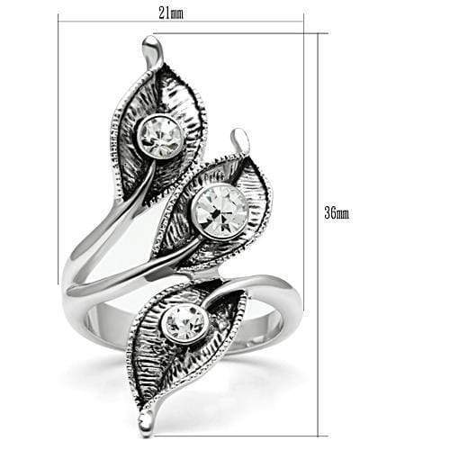 Middle Finger Ring 3W193 Rhodium Brass Ring with Top Grade Crystal