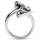 Middle Finger Ring 3W193 Rhodium Brass Ring with Top Grade Crystal